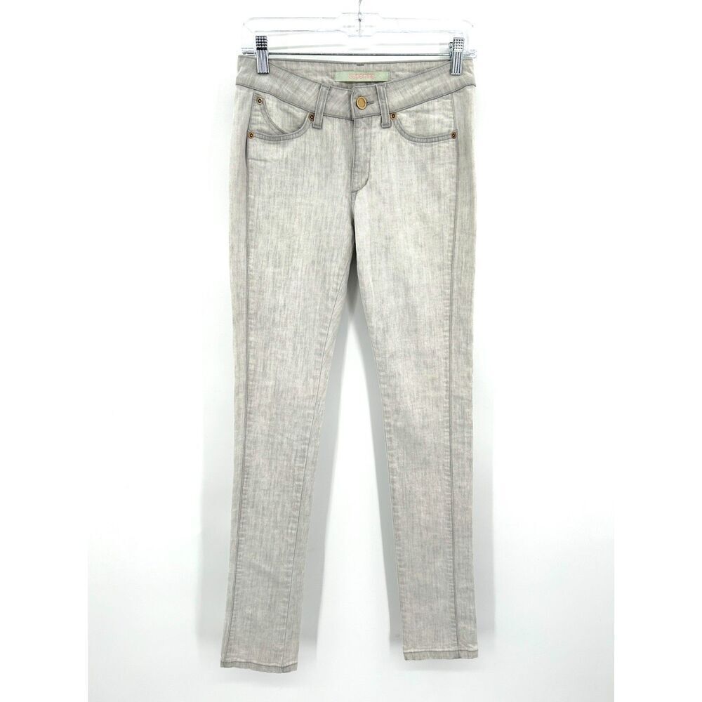 SUPERFINE Women's Light Gray Mid Rise Skinny Jeans Denim Size 26